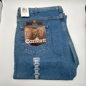 Carhartt Mens Traditional Fit Jeans 40x36 Blue Denim B18 STW Tapered Leg NWT NOS